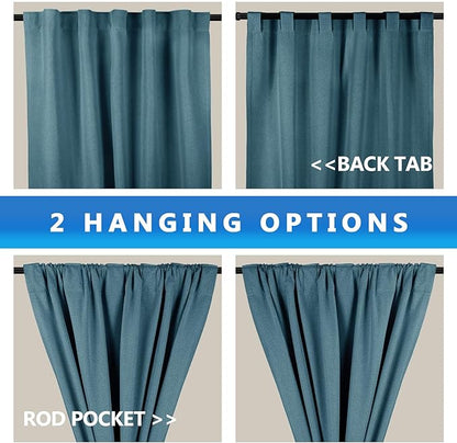 Linen 100% Blackout Curtains for Bedroom, Back Tab/Rod Pocket Room Darkening - Image 4