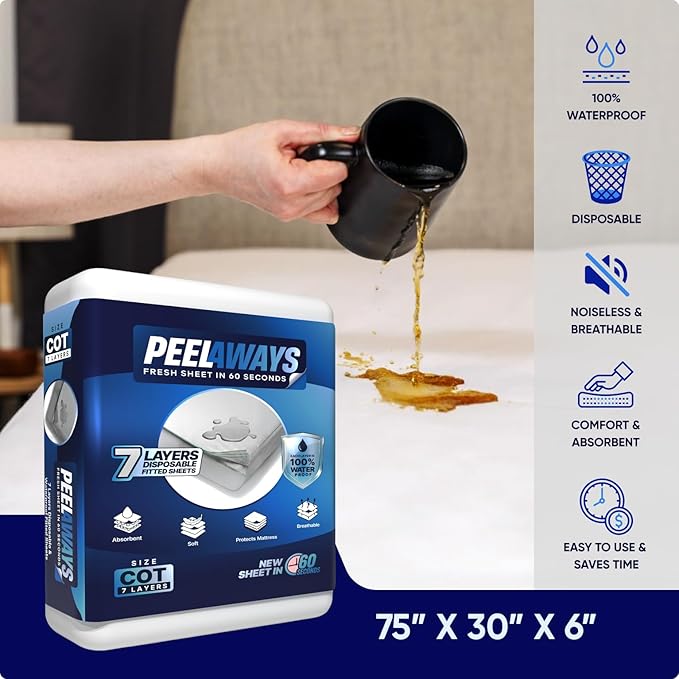 Peelaways Waterproof Disposable Bed Sheets – As Seen On Shark Tank | 7-Layer - Image 2