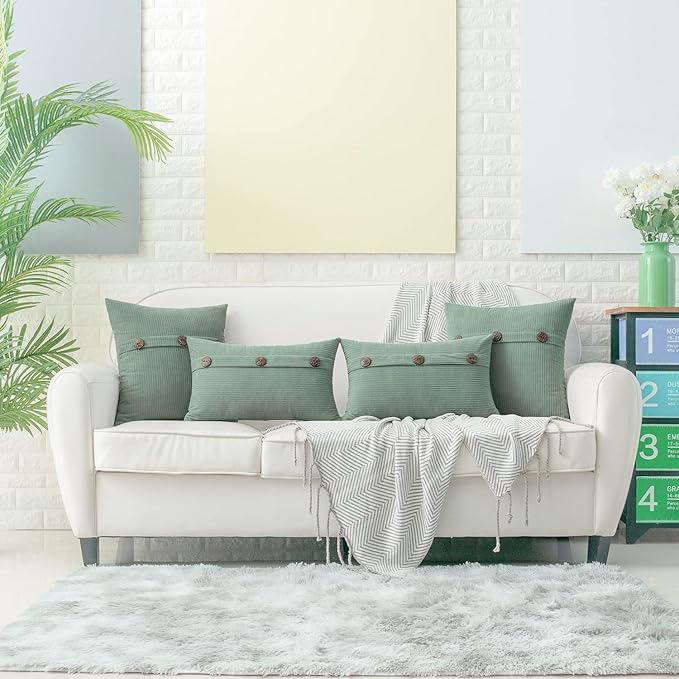 HWY 50 Sage Green Chenille Throw Pillow Covers 20x20 Inch - Image 6