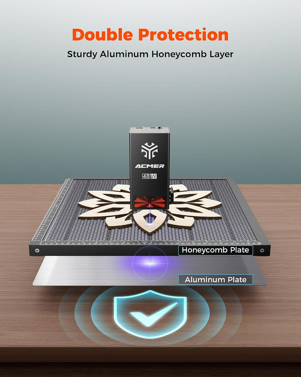 ACMER Honeycomb Laser Bed, 440 x 440mm Cutting Table with Aluminum Panel