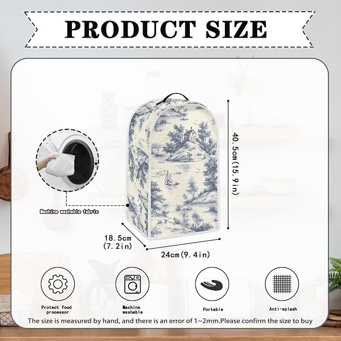 Talayituse Toile De Jouy House Print Blender Dust Cover, Fingerprint Protection - Image 6