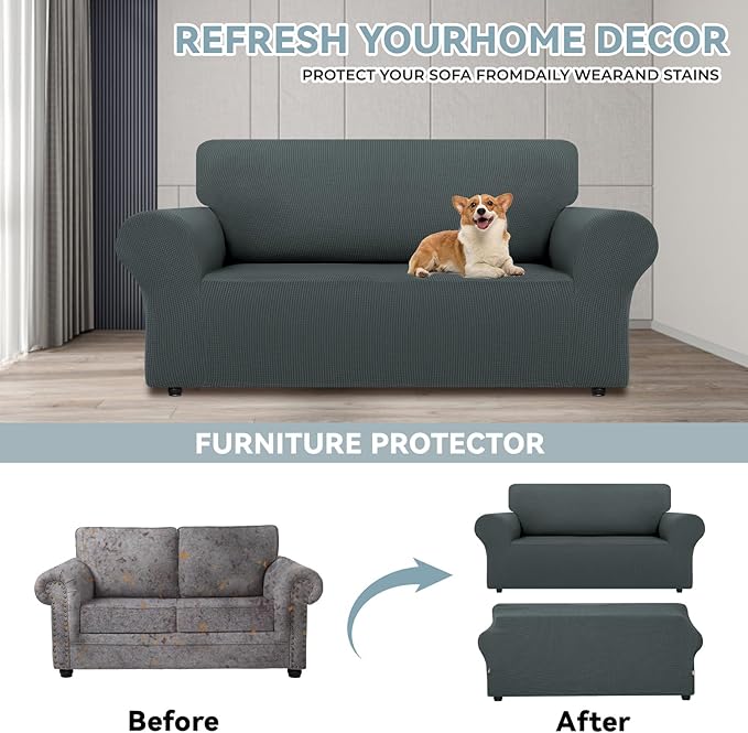 LURKA Stretch Loveseat Sofa Slipcovers 1 Piece Couch Covers - Image 3