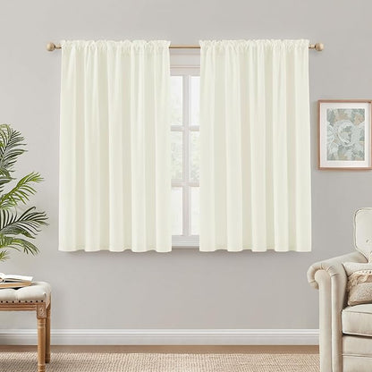 HOMEIDEAS Non-See-Through Ivory Privacy Semi Sheer Curtains 45 Inches Long 2 by HOMEIDEAS