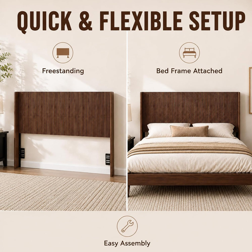Queen Size Headboard with Adjustable Metal Brackets