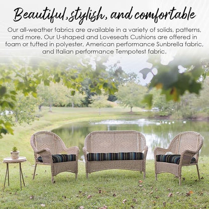 RSH DECOR: Tufted Wicker Loveseat Cushion | 41” x 19" | All-Weather Spun Fabric - Image 5