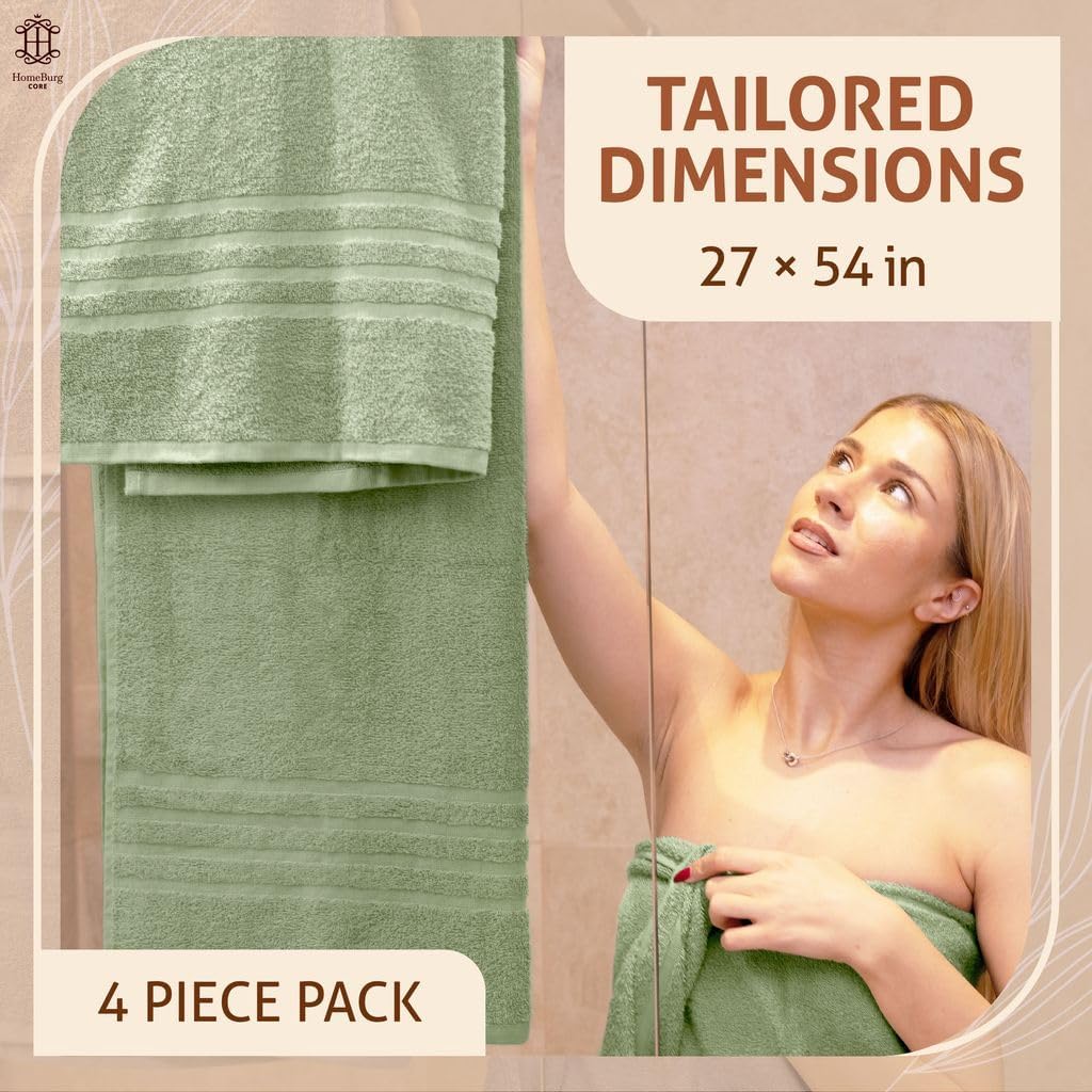 core 4-piece cotton bath towels for bathroom | shown in use