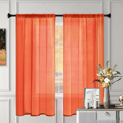 Sheer Curtains 63 Inches Long 2 Panels, Rod Pocket Short Curtain - Image 3