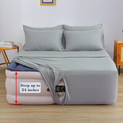 Air Mattress Sheet Set for 16-24 Inch Air Beds Twin Size, Deep Pocket Fitted - Image 4
