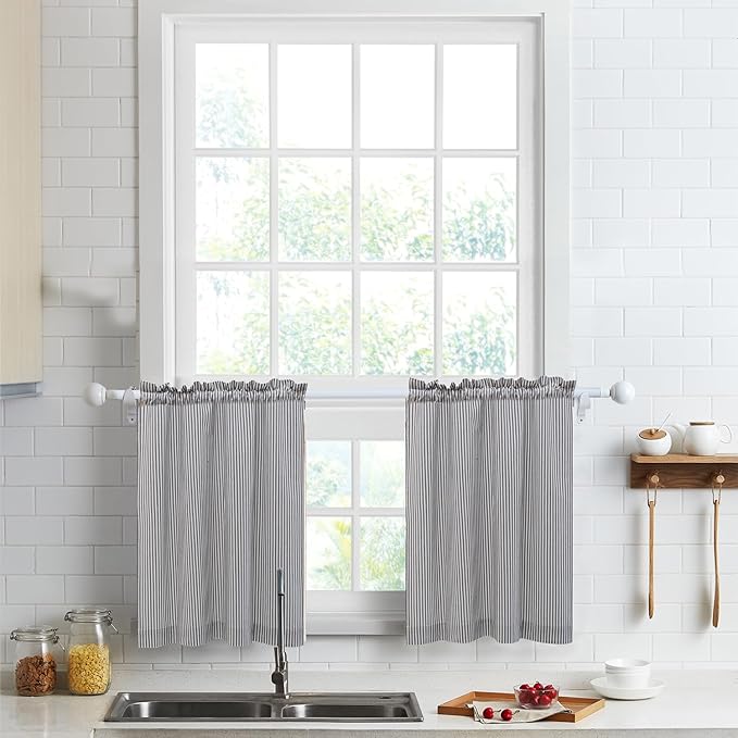 July Joy Cotton Tier Curtains 24 Inches Long Country Kitchen Curtains Rod Pocket by JulyJoyColorfulHomeCurtains