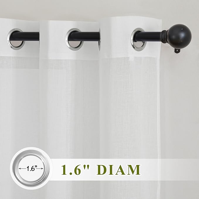 NICETOWN White Sheer Curtains 72 inch Length - Image 2