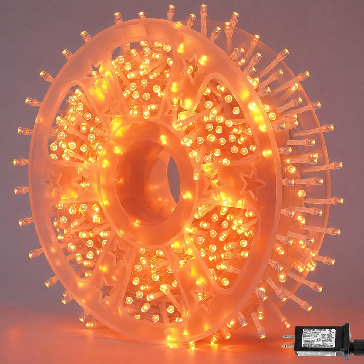 QITONG Halloween String Lights Outdoor Waterproof, 165ft 500 LED Orange led Lights Indoor, 8 Modes Clear Wire Twinkle Lights Plug in for Garden Patio Yard Decor