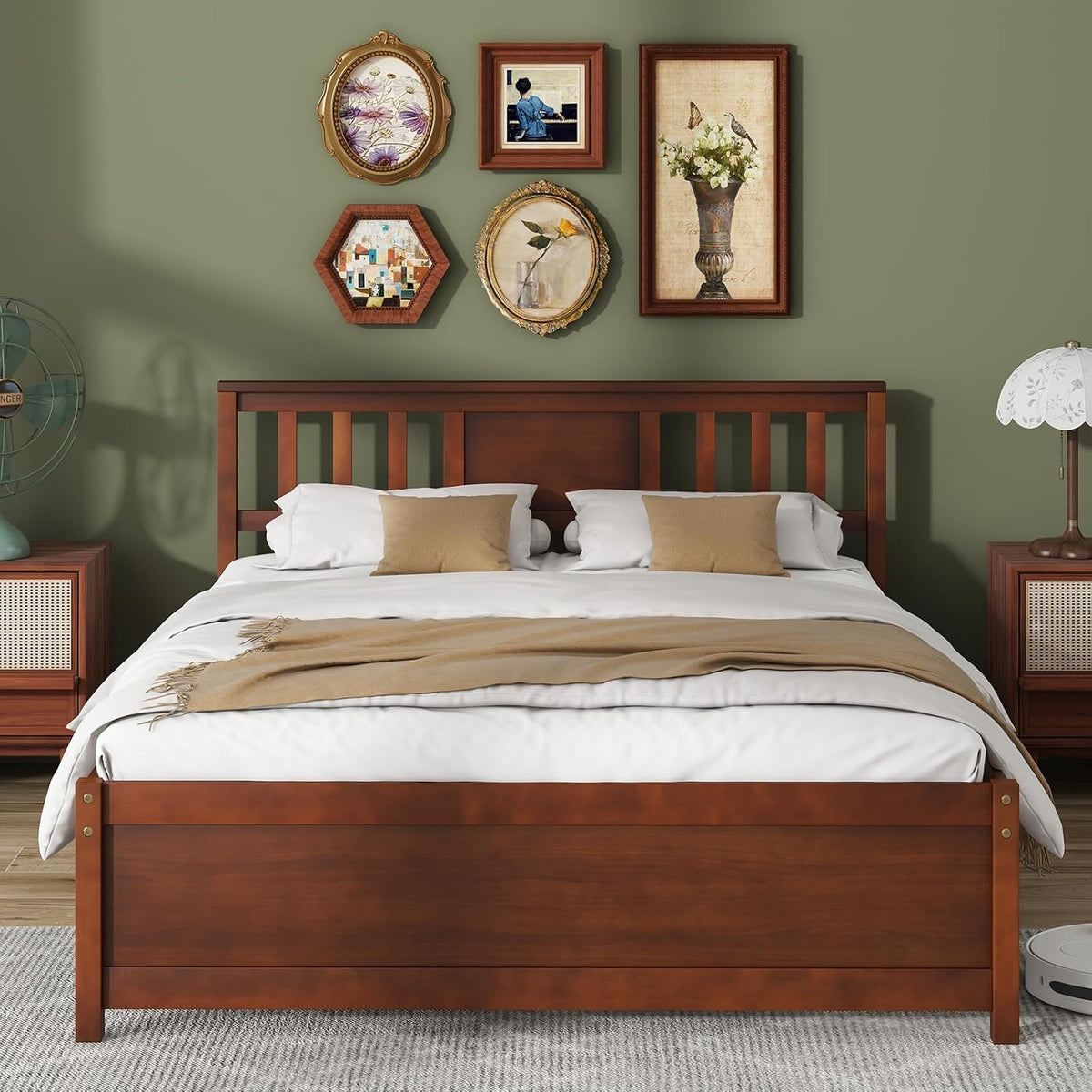 giantex full size solid wood platform bed frame, main product view