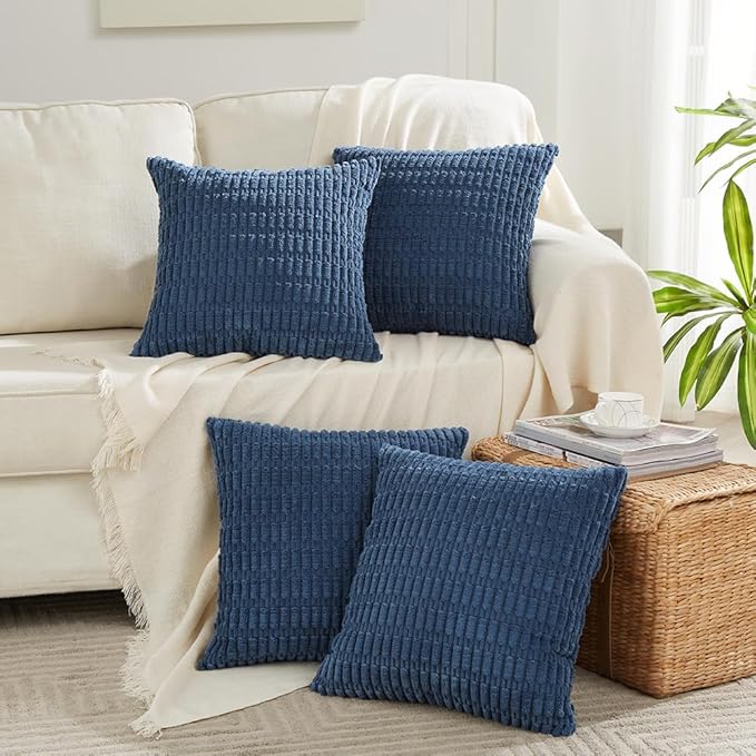 Fancy Homi 4 Packs Dusty Blue Decorative Throw Pillow Covers 14x14 Inch - Image 6