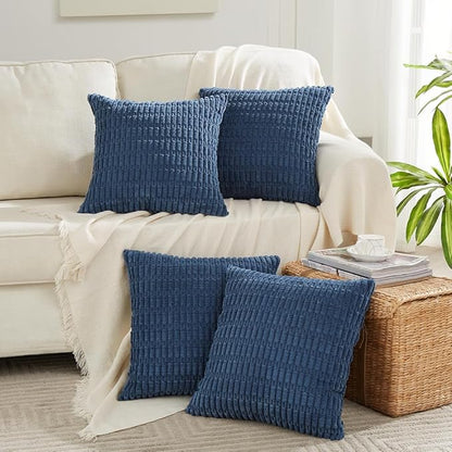 Fancy Homi 4 Packs Dusty Blue Decorative Throw Pillow Covers 14x14 Inch - Image 6
