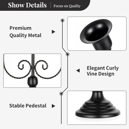 NUPTIO Taper Candle Holders for Candlestick: Black Candelabra for Halloween