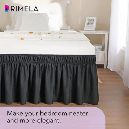 RIMELA Black Bed Skirt Twin Size 15 Inch Drop, Elastic Bed Skirting - Image 6