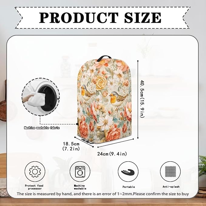 Floral Birds Blender Dust Cover Kitchen Appliance Oil-Proof Food Processor - Image 6