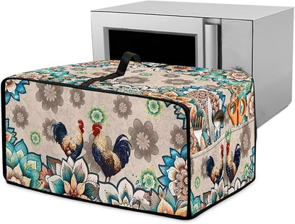 Rooster Boho Mandala Floral Print Microwave Oven Dust Cover Polyester-Linen by HwzdsyxlCreativeHomeDecor