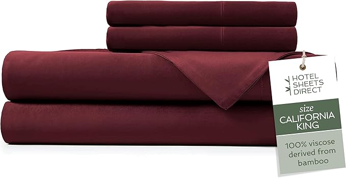 Hotel Sheets Direct 4 Piece Bed Sheet Set California King Size, 100% Viscose by HOTELSHEETSDIRECT