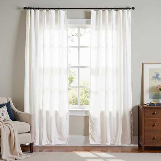 jinchan Linen Blend Curtains 84 inch Length 2 Panels by JINCHAN