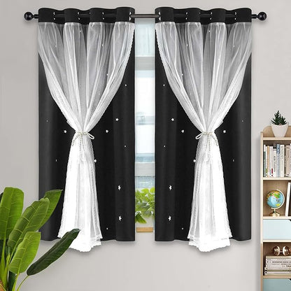 Kinryb Kids Blackout Curtains for Bedroom/Living Room/Classroom, Sheer Overlay by Kinryb