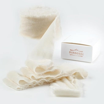 Ivory Velvet Ribbon 1.5 Inch Iovry Frayed Silk Velvet by DINDOSAL