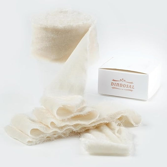 Ivory Velvet Ribbon 1.5 Inch Iovry Frayed Silk Velvet by DINDOSAL