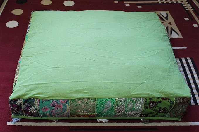 CRAFT KALA Indian Square Patchwork Traditional Pouf Cover Indian Living Room - Image 7
