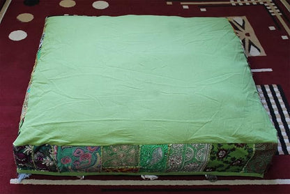CRAFT KALA Indian Square Patchwork Traditional Pouf Cover Indian Living Room - Image 7