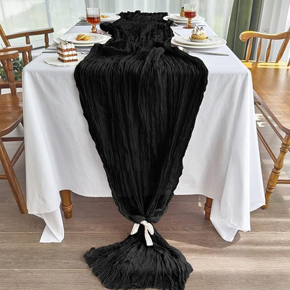 IVAPUPU 2 Pcs Cheesecloth Table Runner - 10ft Black Boho Gauze Black Cheese - Image 3