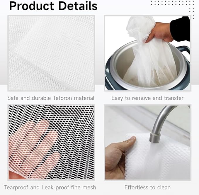 4 Pcs Rice Net, Sushi Rice Cooking Net, 43.3"×39.4" Fine Mesh Rice Cooker - Image 4