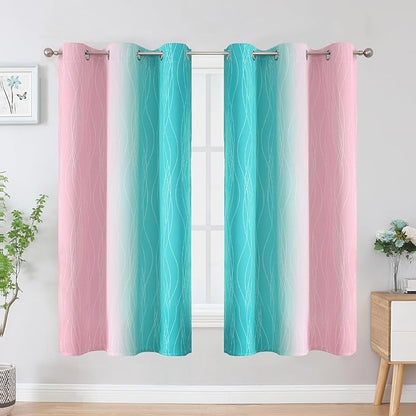 Estelar Textiler Pink and Teal Blackout Curtains - Image 2