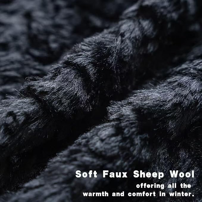 Neelvin Set of 2 Faux Fur Throw Pillow Covers 18x18 Inch Black Cozy Soft Solid - Image 2