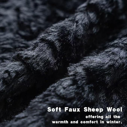 Neelvin Set of 2 Faux Fur Throw Pillow Covers 12x20 Inch Black Cozy Soft Solid - Image 2