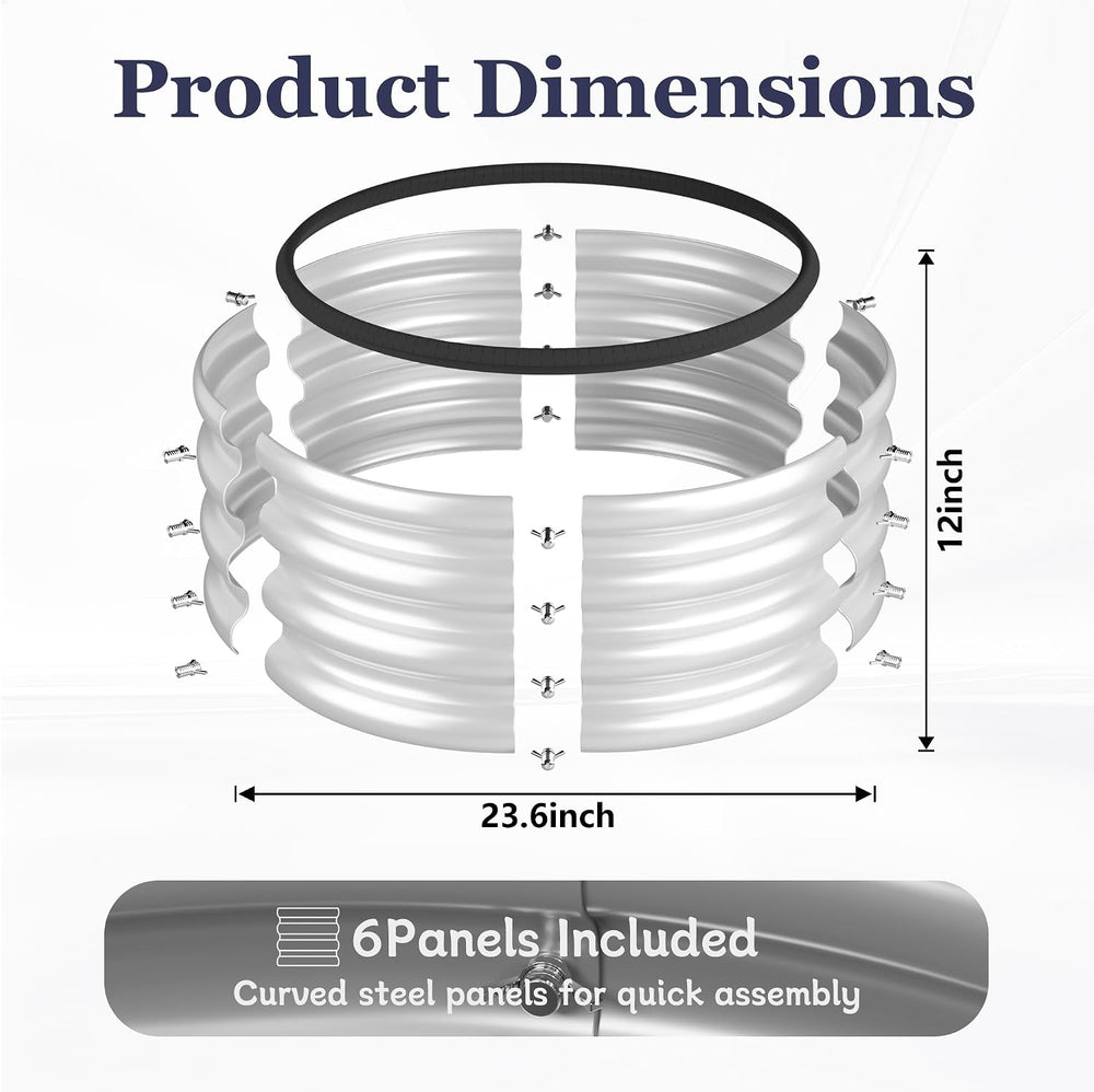 Round Raised Garden Bed 2-Pack 2x2x1ft Galvanized Steel, Silver