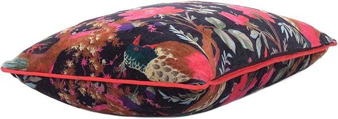 Eyes of India Boho Velvet Bird Print Lumbar Throw Pillow Cover, Bohemian - Image 3