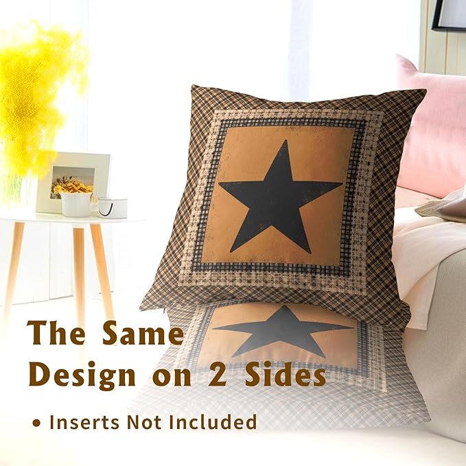 Western Throw Pillow Covers 22x22 Inch Set of 2 Brown Texas Star Decorative - Image 6