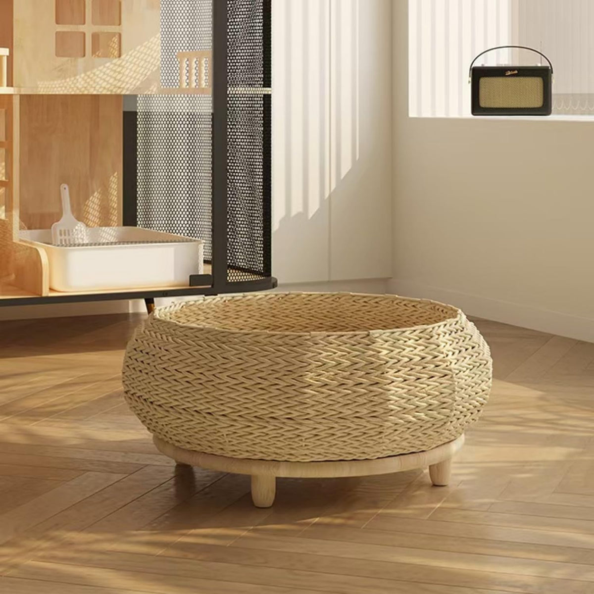 shengocase extra large handwoven paper rope wicker rattan, close-up detail