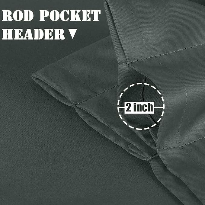 Grey Kitchen Curtains for Windows 2 Panels Set 36 Inch Length Farmhouse - Image 6
