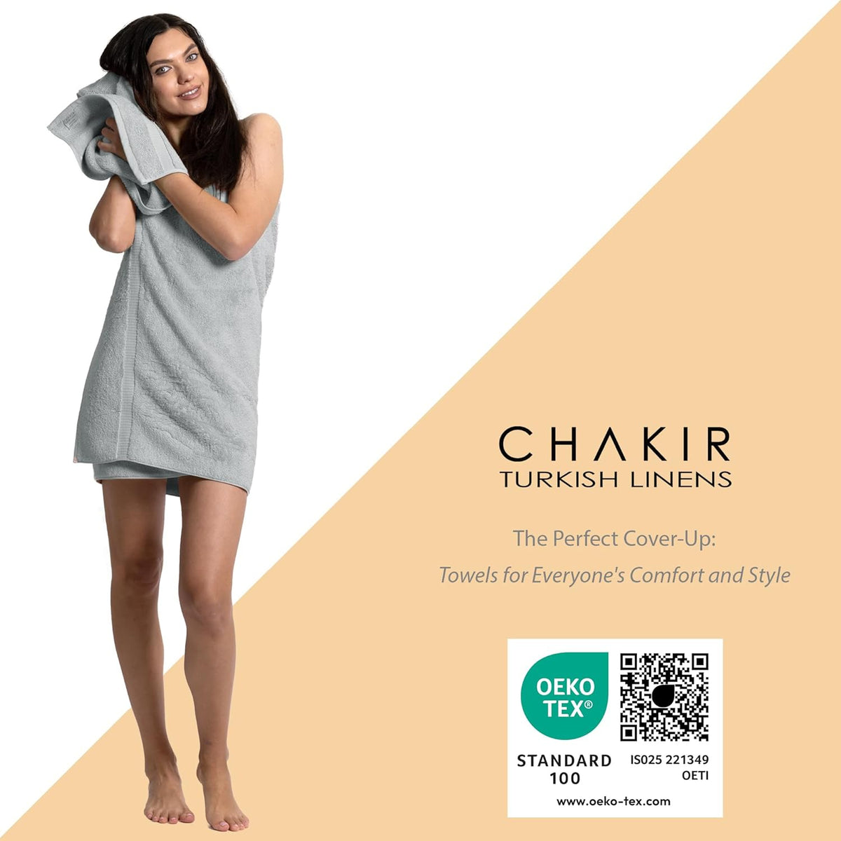 chakir turkish linens 100% cotton 6-piece towel set, close-up detail