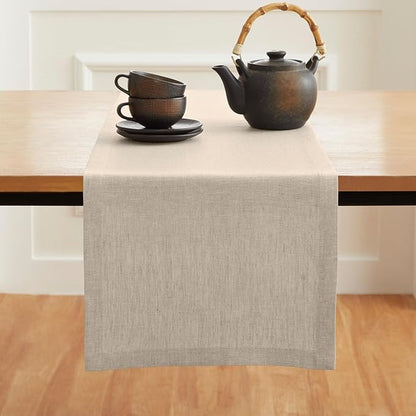 Solino Home Linen Light Natural Table Runner 72 Inches Long - Image 2