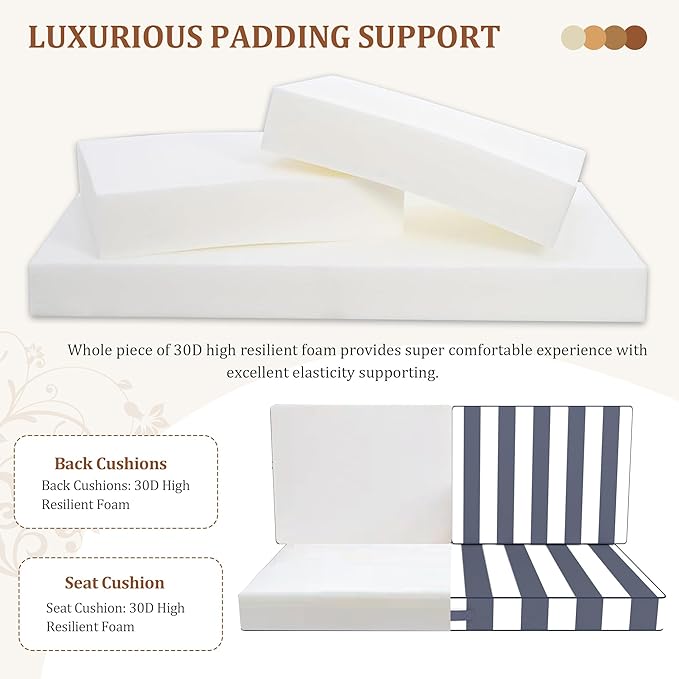 Outdoor Loveseat Cushions, 46x24 Outdoor Chair Cushions - Image 2