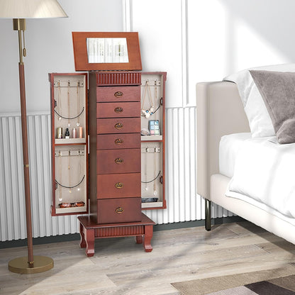 costway standing jewelry armoire, wooden jewelry storage chest, main product view