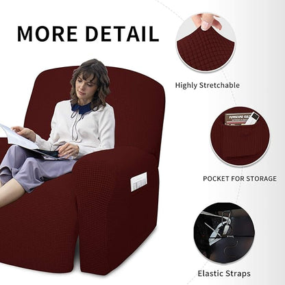 Easy-Going 4 Pieces Oversized Recliner Stretch Sofa Slipcover Sofa Cover - Image 4