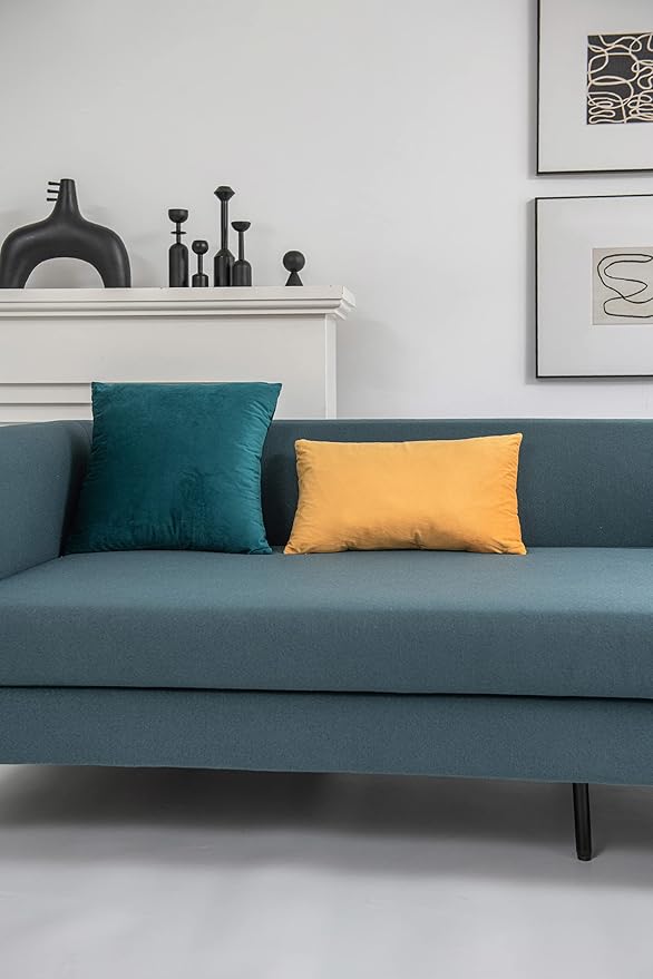 Couch Pillow Covers 12x20 Golden Yellow: 2 Pack Cozy Soft Velvet Rectangular - Image 3