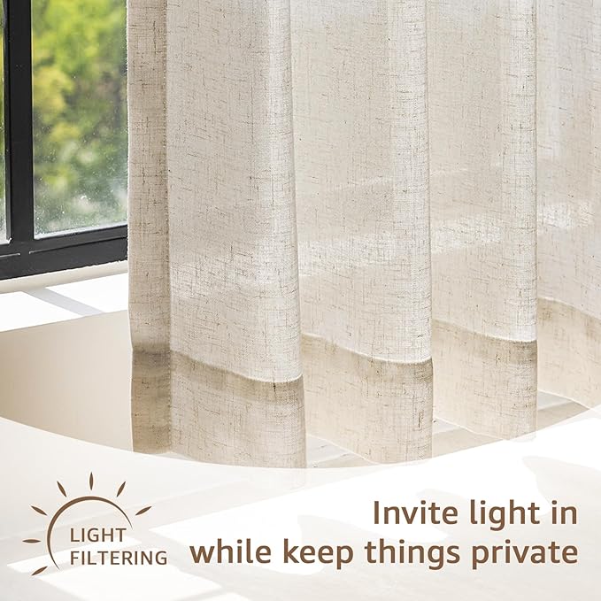 jinchan Kitchen Curtains Linen Tier Curtains 20 Inch Farmhouse Cafe Style - Image 4