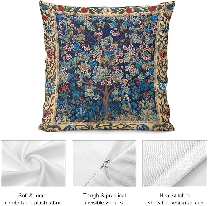 William Morris Floral Original Throw Pillow Covers Boho Art Retro Design Cozy - Image 7
