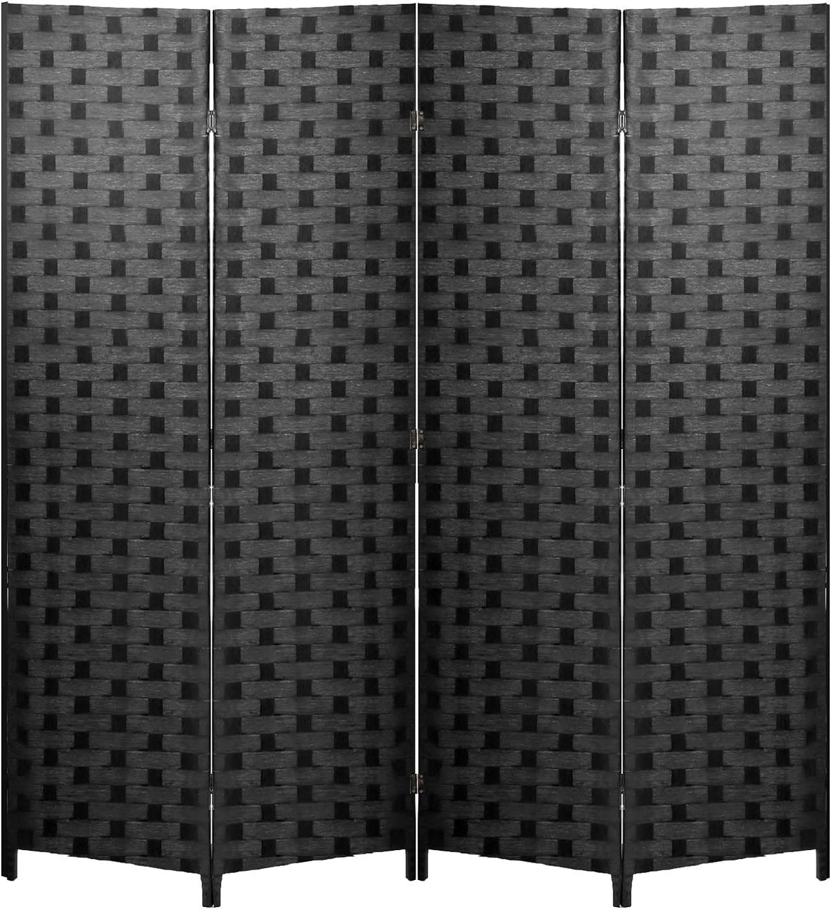 fdw 4-panel folding room divider | 6ft, black, main product view