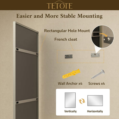 tetote brushed nickel bathroom mirror 24" x 30" on a desk or shelf