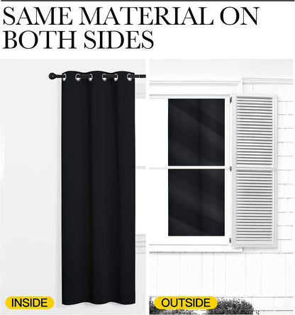 nicetown black blackout curtains for bathroom 42" wide, package contents